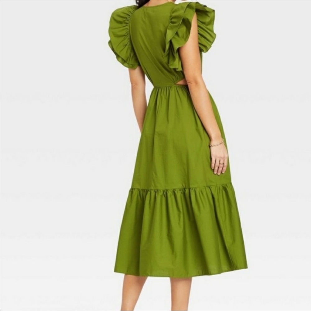 a new day Olive Green Ruffle Sleeve Midi Dress - Picture 7 of 7
